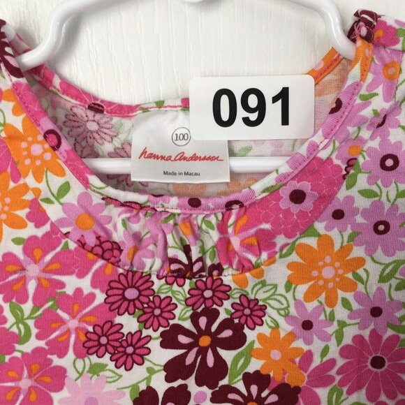 Hanna Andersson Size 100 4T Tank Top Pink Orange Green Floral - Picture 7 of 7
